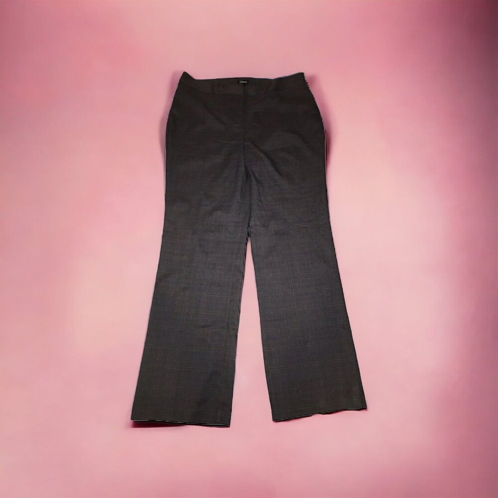 NWT Relativity Dress Pants Womens size 14 Black Business Charcoal & Plum Plaid